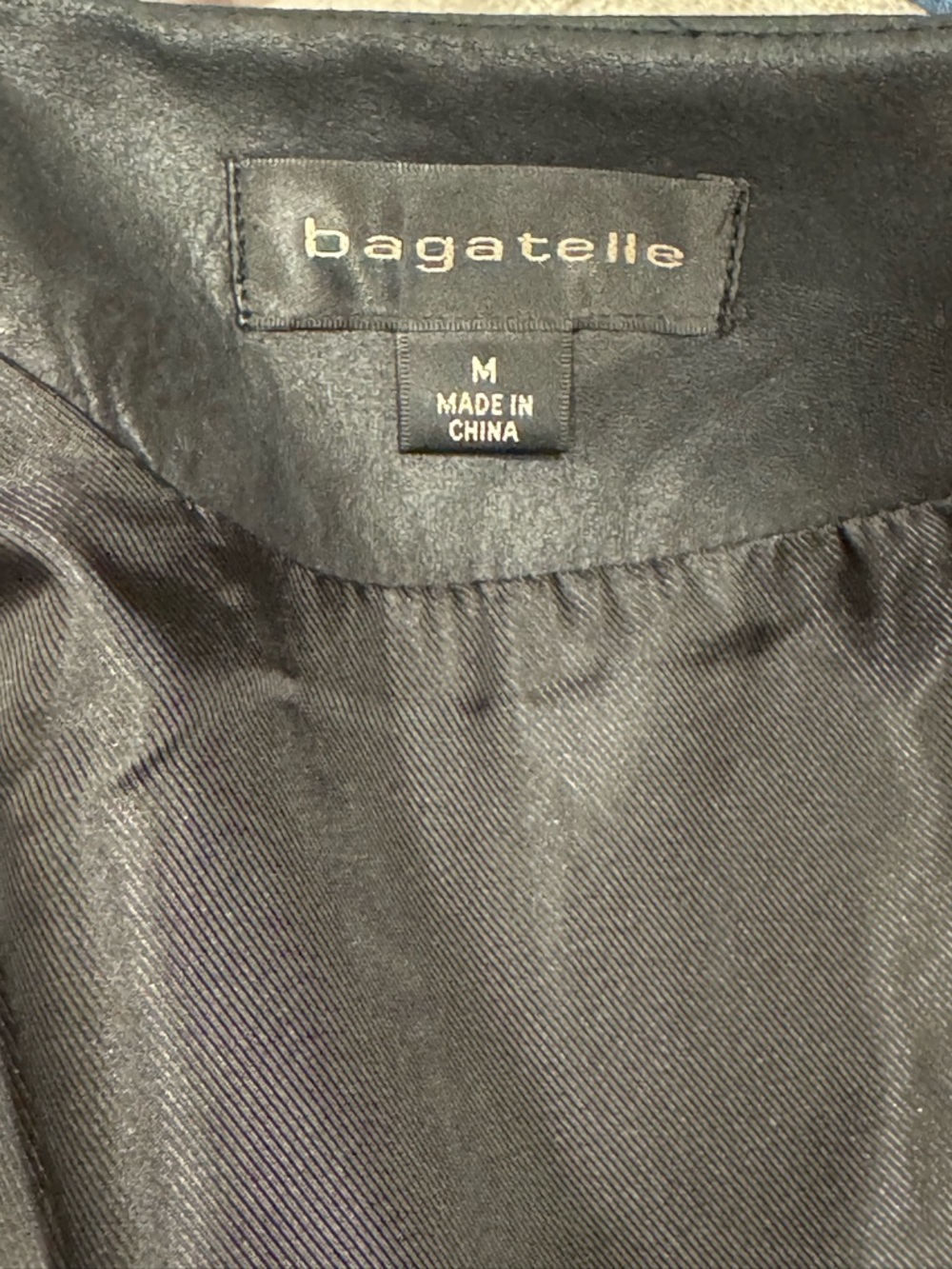 Bagatelle - Black Leather - Moto Jacket - Peplum - Zip - Mixed Media- M - Picture 15 of 16